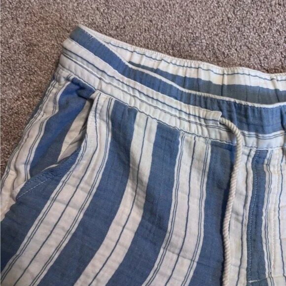 Old Navy Dimension Blue & White Striped High Waisted Textured Cotton Shorts - Picture 6 of 6